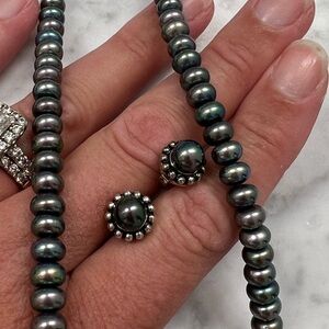 Pearl Necklace and Earrings Set